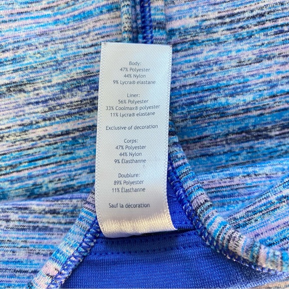 Ivivva by LuluLemon Tank Top Girls Size 7 Racerback Blue Pink Stripe Nylon Blend - Picture 9 of 10